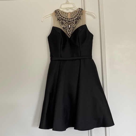 Beaded and stoned black short formal dress - Picture 1 of 4